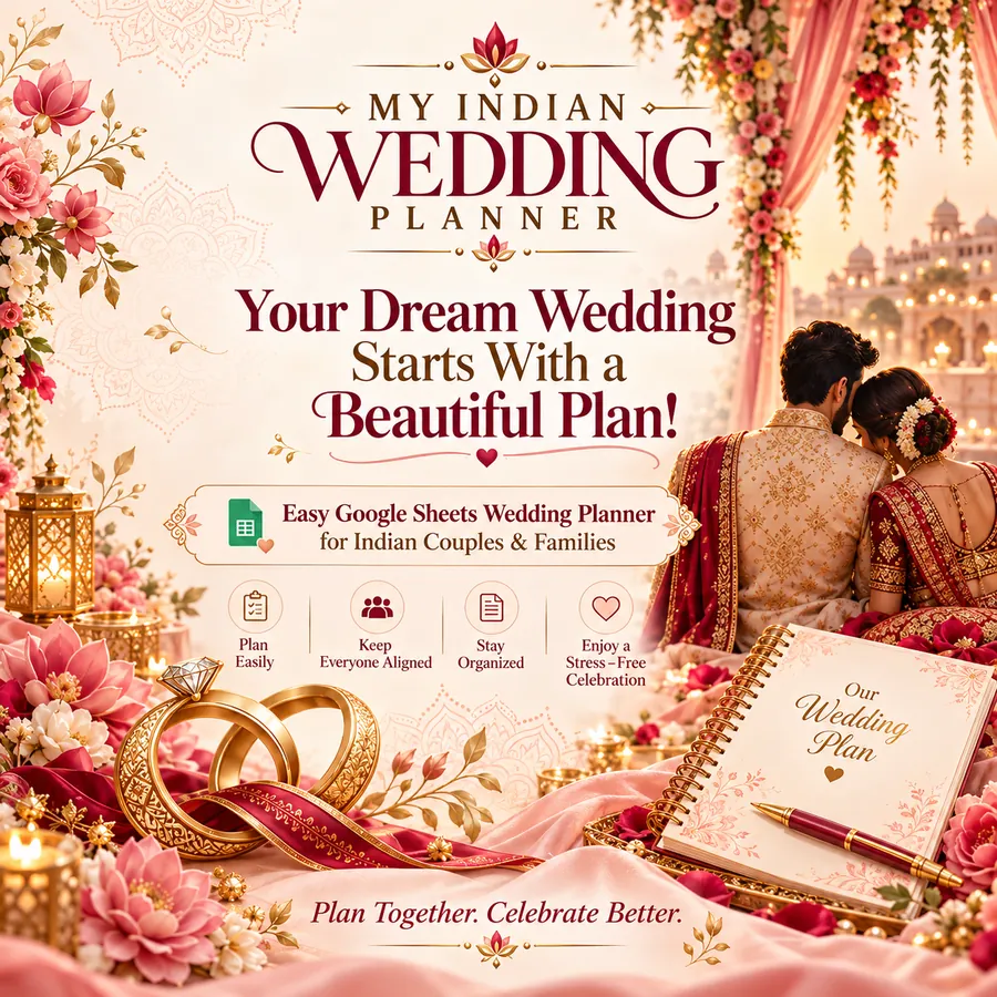 Indian wedding planning brand illustration with bride and groom